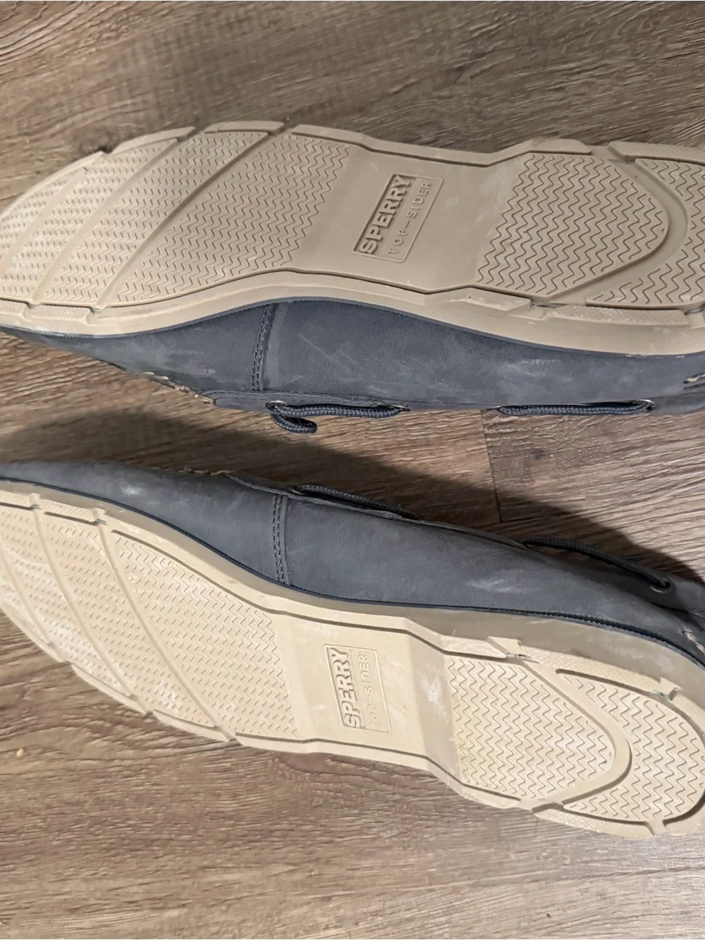 Sperry Men's Gray/blue Leather Moc-Toe Boat Shoes